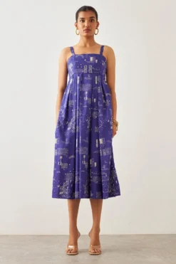 SNOB Purple Comic Print Strappy Dress