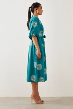 SNOB Teal Ripple Printed Dress -Inca Clothing Shop 91sn19 3