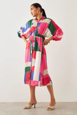 SNOB Pink Kimono Sleeve Canvas Dress -Inca Clothing Shop 91sn55 4