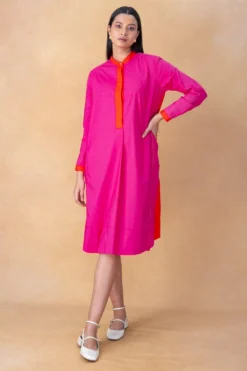 Bodice Pink Two Tone Shirt Dress