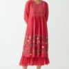 Payal Pratap Red Embroidered Dress With Frill Slip