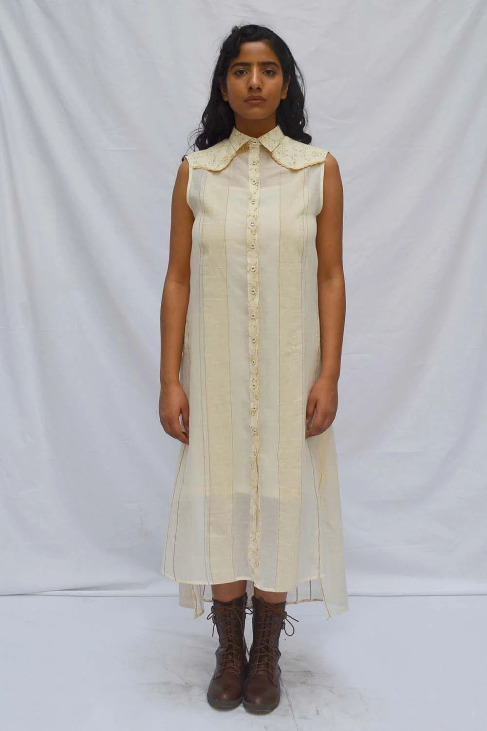 Ahmev Shirt Dress With A Printed Placket 1 Ahmev Shirt Dress With A Printed Placket