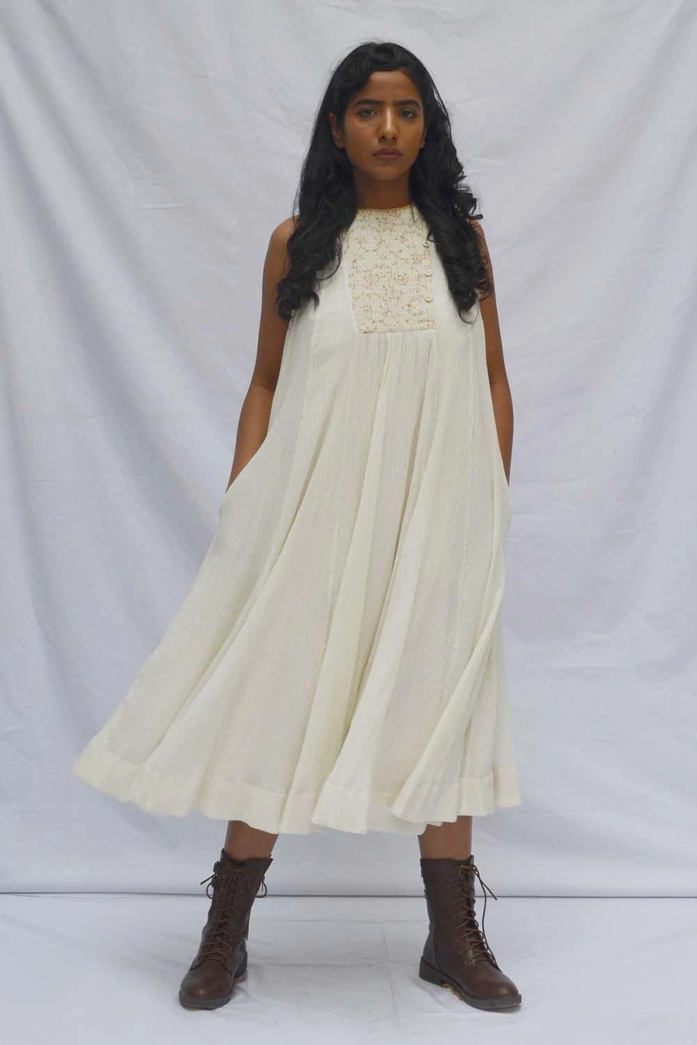 Ahmev Side Placket Crinkled Dress 1 Ahmev Side Placket Crinkled Dress