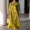 Archana Jaju Mustard Kalamkari Dress