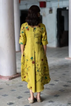 Archana Jaju Mustard Kalamkari Dress -Inca Clothing Shop aj re 09 6