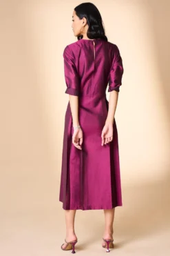 Alamelu Magenta Silk Embroidered Long Dress -Inca Clothing Shop alfw 011 4
