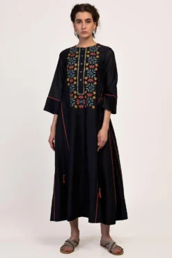 Ikai Navy Blue A-line Braid Dress