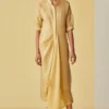 Alamelu Sheer Ochre Maxi Dress