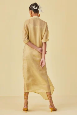 Alamelu Sheer Ochre Maxi Dress 5 Alamelu Sheer Ochre Maxi Dress -Inca Clothing Shop alme050 3