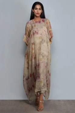 YAVI Impressionist Printed Tissue Dress