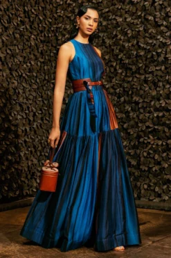 Nikita Mhaisalkar Midnight Stroke Print Maxi Dress