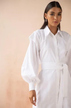 APZ White Shirt Dress With Belt 7 APZ White Shirt Dress With Belt -Inca Clothing Shop cad w 3