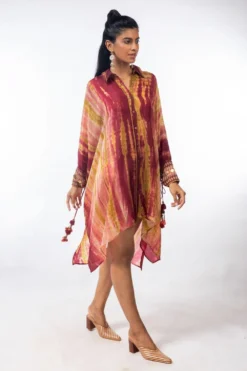 CAPISVIRLEO Kaftan Style Tie & Dye Short Dress -Inca Clothing Shop capo10 3