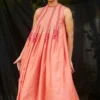 Chandrima Coral Chanderi Pleated Dress