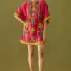 Chandrima Fuchsia Applique Short Dress