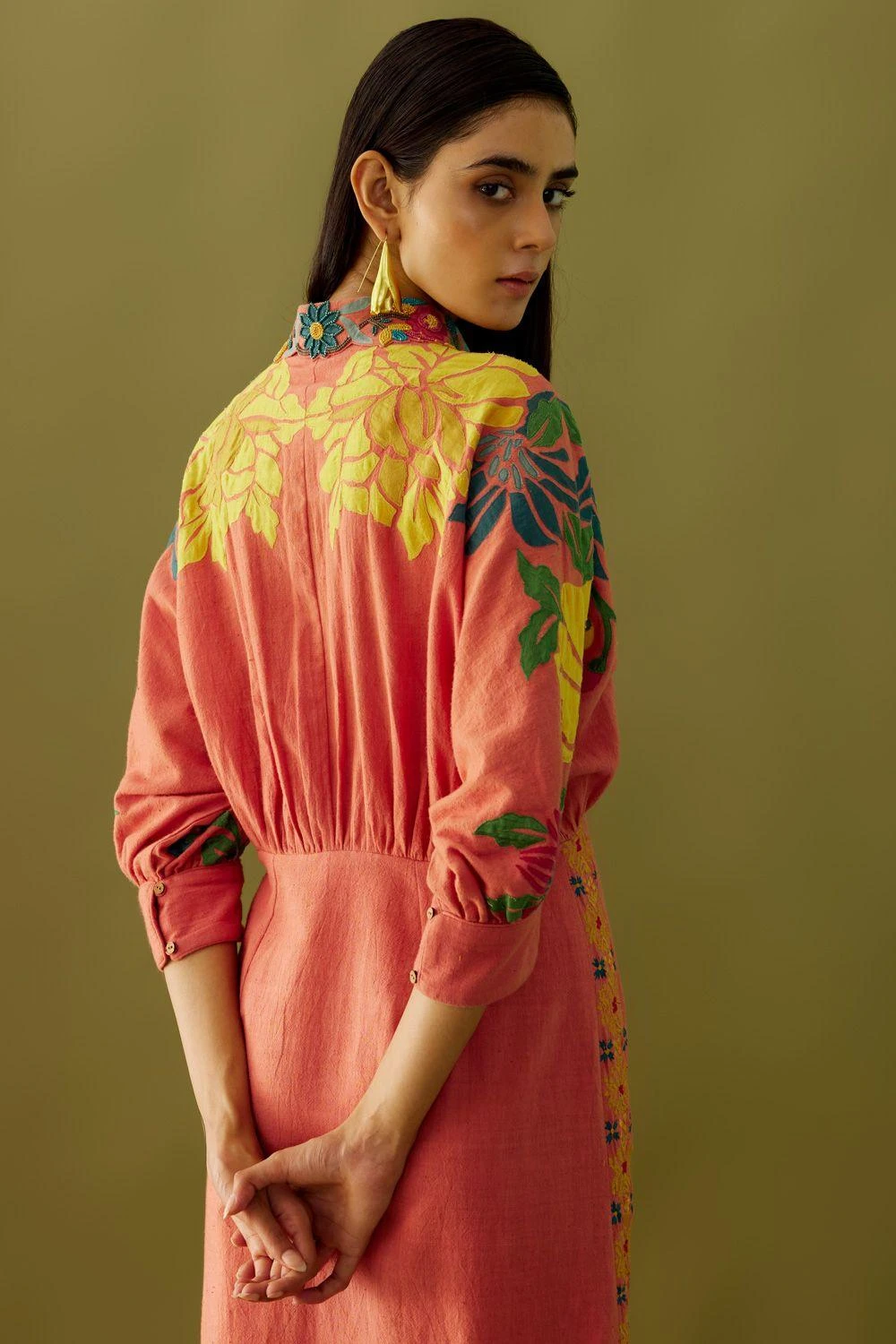 Chandrima Old Rose Floral Kimono Dress 4 Chandrima Old Rose Floral Kimono Dress - Image 4