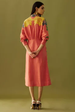 Chandrima Old Rose Floral Kimono Dress 9 Chandrima Old Rose Floral Kimono Dress -Inca Clothing Shop ch1204 5