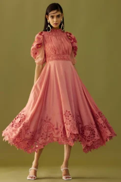 Chandrima Old Rose Ruched Dress