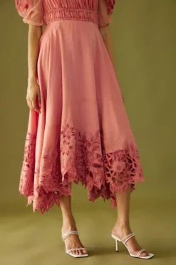 Chandrima Old Rose Ruched Dress -Inca Clothing Shop ch1208 4