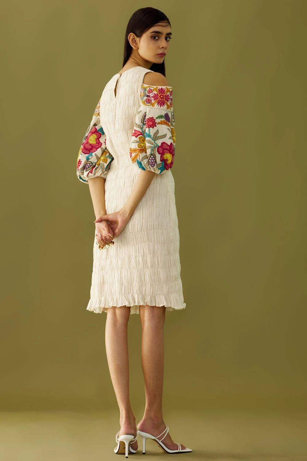 Chandrima Ivory Cold Shoulder Dress 4 Chandrima Ivory Cold Shoulder Dress - Image 4