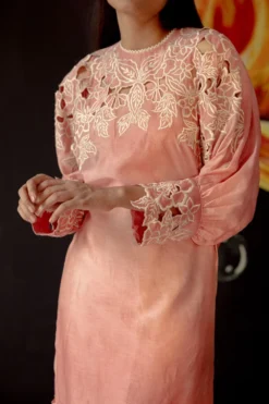 Chandrima Old Rose Kimono Midi Dress -Inca Clothing Shop ch1254 3