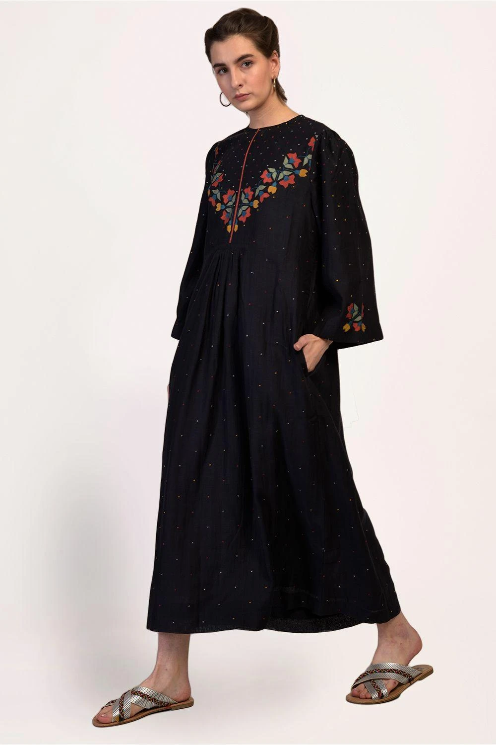 Ikai Navy Blue Centre Gathered Dress 1 Ikai Navy Blue Centre Gathered Dress