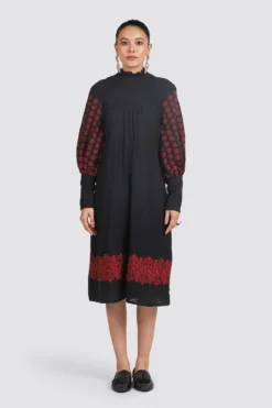 Chandrima Smocked Neck Black Dress