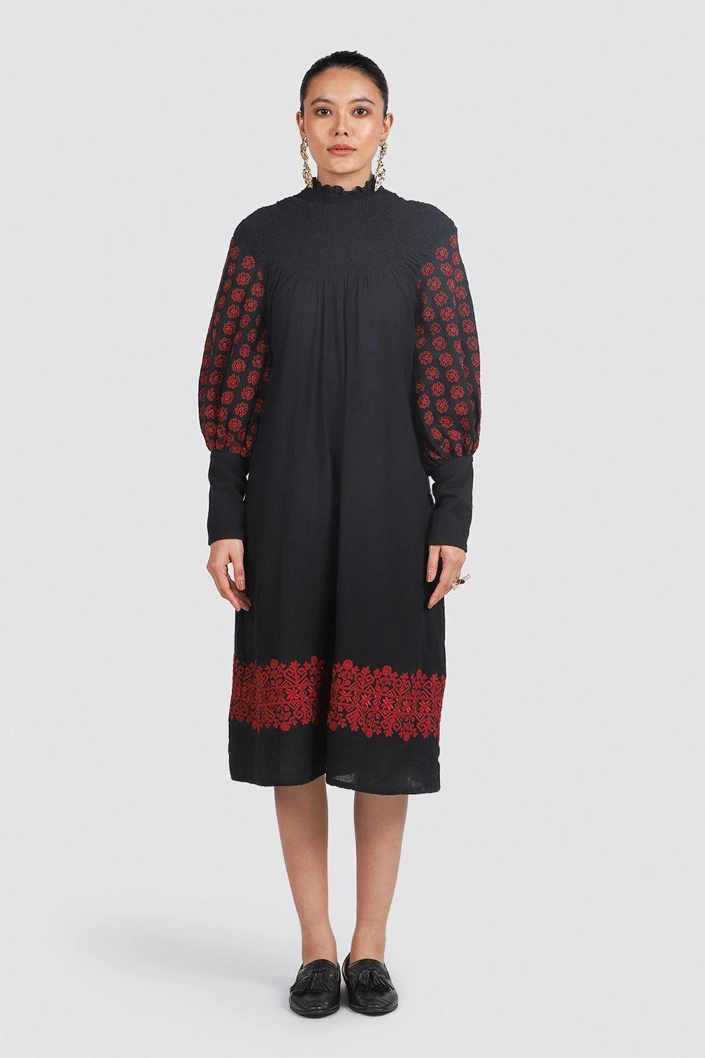 Chandrima Smocked Neck Black Dress 1 Chandrima Smocked Neck Black Dress