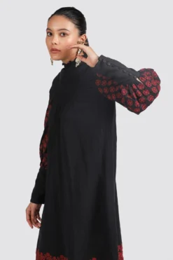 Chandrima Smocked Neck Black Dress 8 Chandrima Smocked Neck Black Dress -Inca Clothing Shop css20d11 4