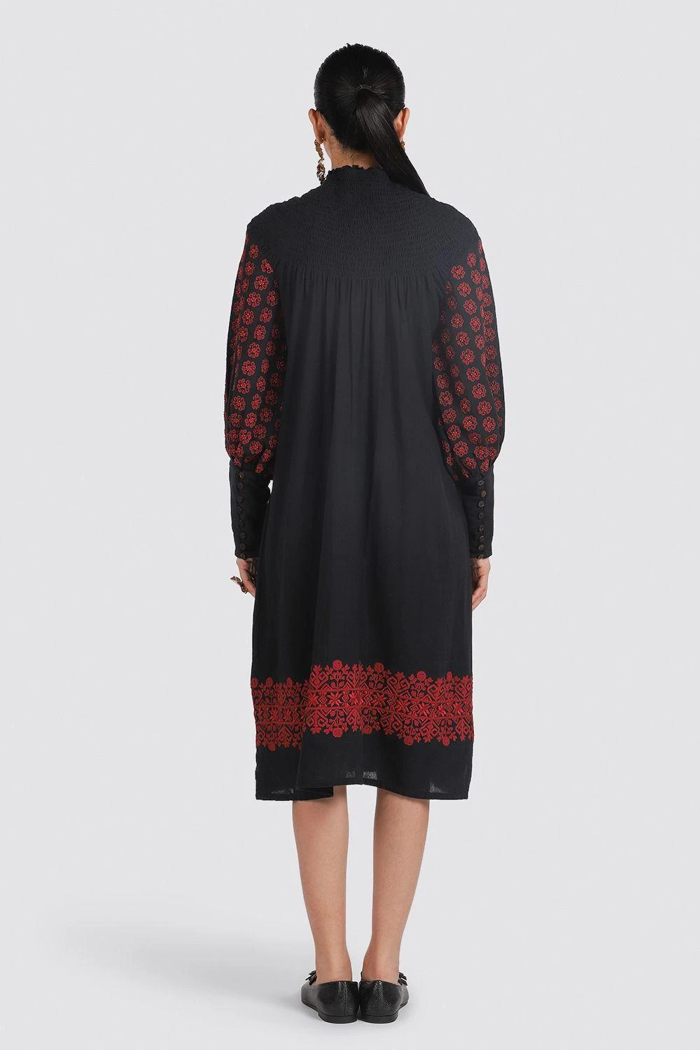 Chandrima Smocked Neck Black Dress 5 Chandrima Smocked Neck Black Dress - Image 5