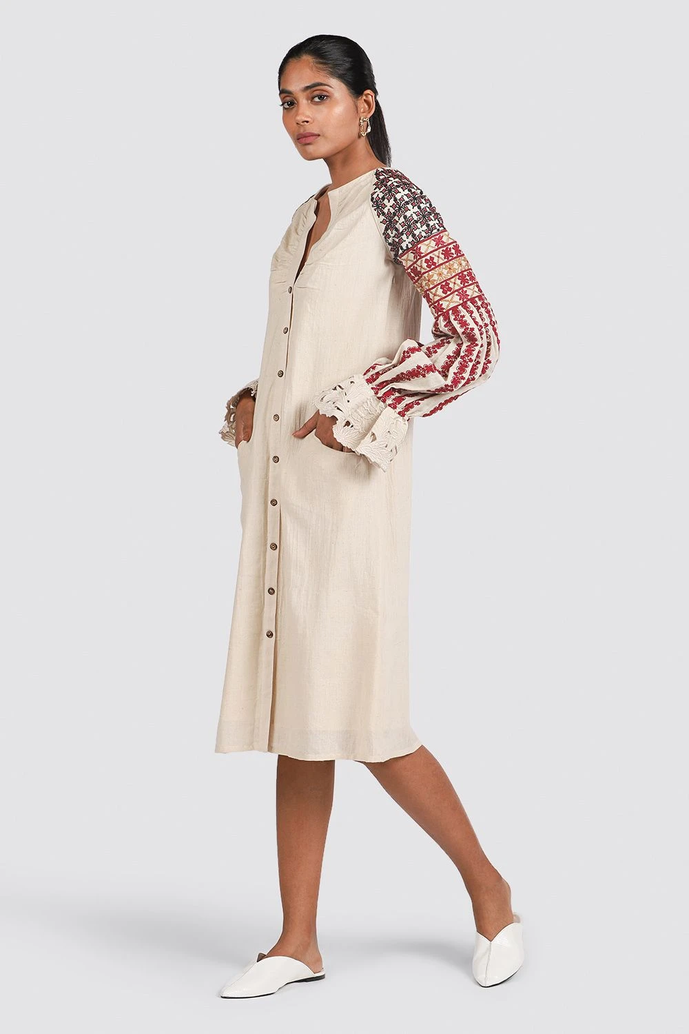 Chandrima Embroidered Shirt Dress 2 Chandrima Embroidered Shirt Dress - Image 2