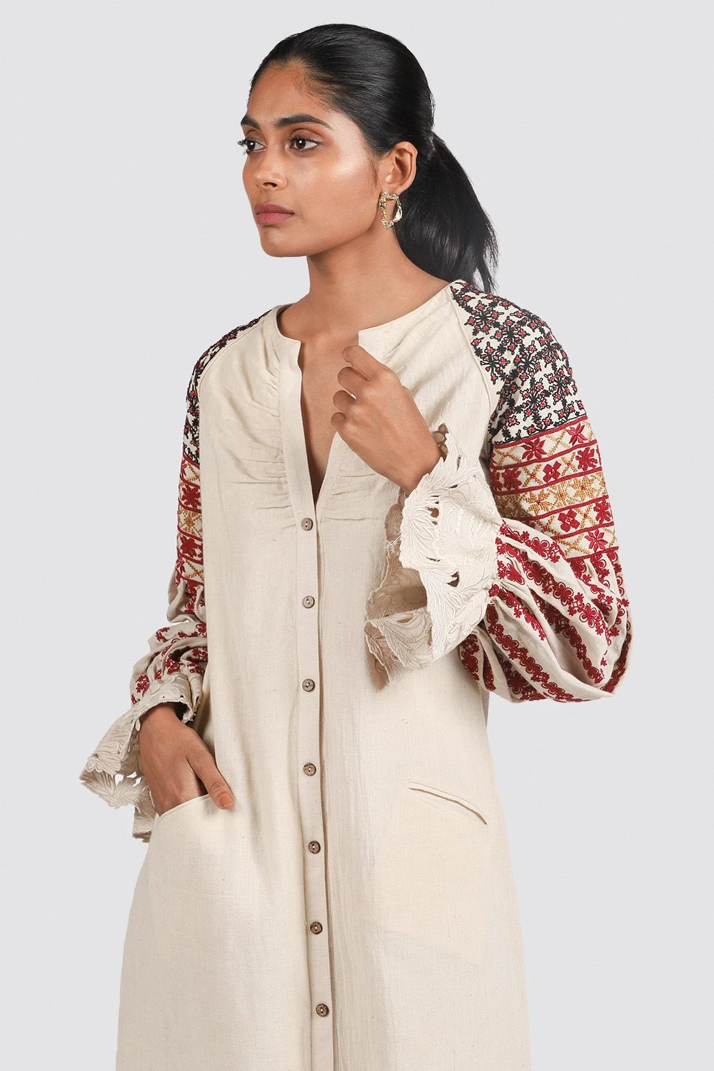 Chandrima Embroidered Shirt Dress 4 Chandrima Embroidered Shirt Dress - Image 4