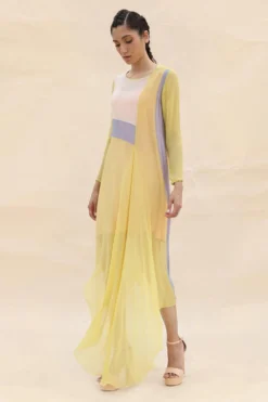 Abhishek Sharma Colourful Panelled Draped Dress
