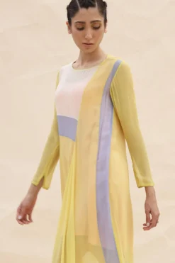 Abhishek Sharma Colourful Panelled Draped Dress -Inca Clothing Shop ctu02sunflower 4