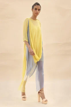 Abhishek Sharma Yellow Cowl Draped Dress -Inca Clothing Shop ctu03sunflower 2