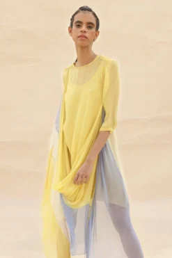 Abhishek Sharma Yellow Cowl Draped Dress -Inca Clothing Shop ctu03sunflower 5