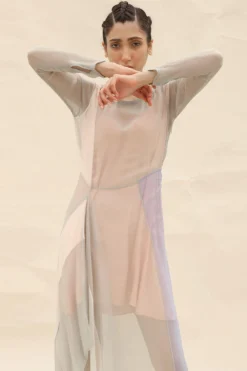 Abhishek Sharma Colour Blocked Panelled Drape Dress -Inca Clothing Shop ctu05grey 4