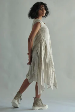 SWGT Handwoven Checkered Cotton Cascade Dress -Inca Clothing Shop dr14 21 3