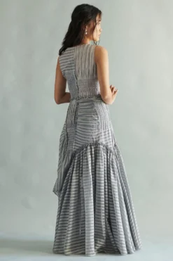 SWGT Waterfall Textured Silk Chanderi Dress -Inca Clothing Shop dr2 21 4