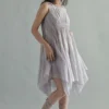SWGT Grey Draped Silk Chanderi Dress