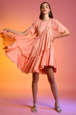 ECHO Pink Ruffle Dress -Inca Clothing Shop er2104 3