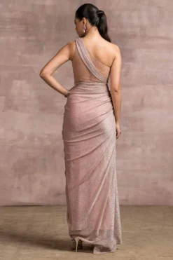 Tarun Tahiliani One Shoulder Old Rose Draped Dress -Inca Clothing Shop fa awu kdr dr 2 cw 100 3
