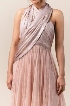 Tarun Tahiliani Crinkled Flared Bottom Tulle Dress -Inca Clothing Shop fa ssu drp dl 1 3