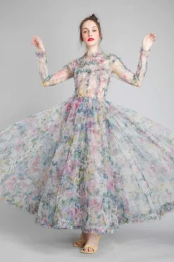 Gauri & Nainika Full Sleeves Ruffled Midi Dress -Inca Clothing Shop gnd fw21 12 3