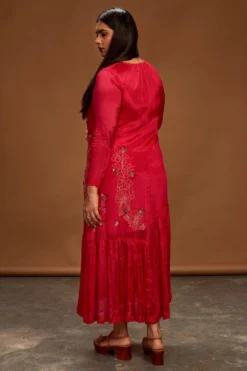 Half Full Curve Silk Floral Embroidered Dress -Inca Clothing Shop hfcmb016p 3