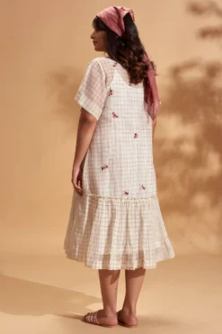 Half Full Curve White Floral Cluster Midi Dress -Inca Clothing Shop hfcsb013 4