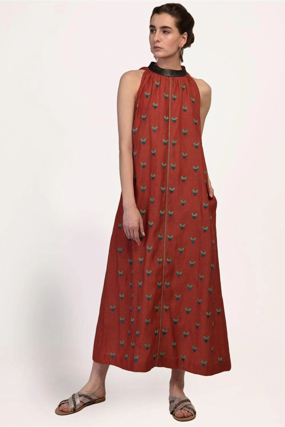 Ikai Rust Orange Halter Neck Dress 2 Ikai Rust Orange Halter Neck Dress - Image 2