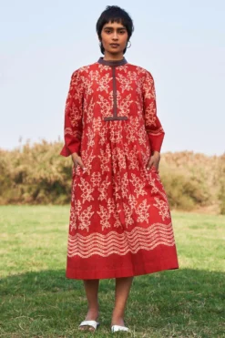 Ikai Rust Shibori Dyed Dress