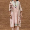 Sunira Designs Pink Jamdani Muslin Yoke Dress