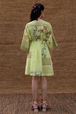 Sunira Designs Green Embroidered Drawstring Dress -Inca Clothing Shop j2207b 6